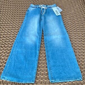 Blue Flare Wide Leg Denim Jeans